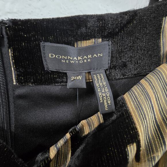 Donna Karan Velvet Burnout Sheath Dress 24W Black Gold Elegant Party Cocktail - Picture 8 of 14